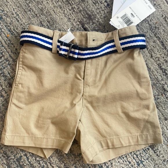 NWT Ralph Lauren khaki shorts with detachable blue and white striped belt - Picture 9 of 10